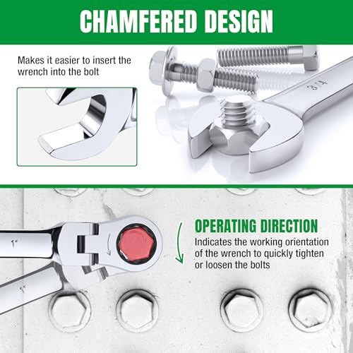 SK Flex-Head Ratcheting Wrench Set, Combination Wrench Set, 25-Piece, SAE 1/4" to 1", Metric 8 to 19mm, 72-Tooth, Premium CR-V Construction, with Rack Organizer - size: Metric&SAE