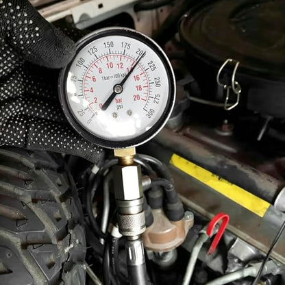 Petrol Engine Cylinder Compression Tester Kit, 0-300 PSI Auto Small Engine Compression Tester Set, Professional Cylinder Pressure Gauge w/Adapters for Car Motorcycle