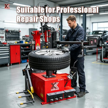 XK-987V Heavy Duty Tire Changer Machine with Bead Blaster | 110V Wheel Changer for Truck, SUV and Van Rims 12-30 inches | 18-Month Parts Replacement