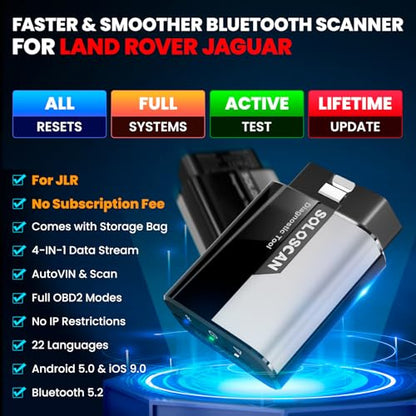 KINGBOLEN Soloscan for Land Rover Jaguar OBD2 Scanner Bluetooth | No Subscriptions Lifetime Update, All Reset Service, Bidirectional Scan Tool for iOS & Android, Full System Car Scanner