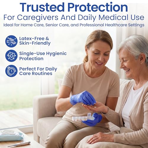 ProCure [200 Count] Disposable Nitrile Gloves - Latex Free, Powder Free Medical Exam Gloves - color: Blue (Small)