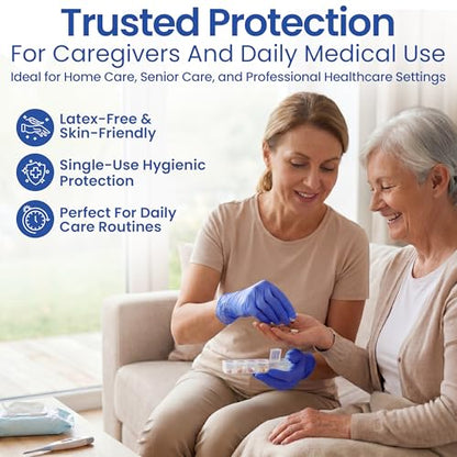 ProCure [200 Count] Disposable Nitrile Gloves - Latex Free, Powder Free Medical Exam Gloves - color: Blue (X Large)