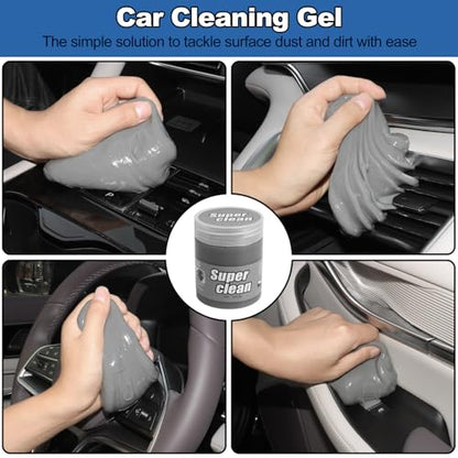 Windshield Cleaner Tool, 14Pcs Car Cleaning Kit - Car Interior Detailing Kit with Extendable Handle, Cleaning Gel & Microfiber Pads, All-in-One Inside Car Cleaning Supplies for Women Men