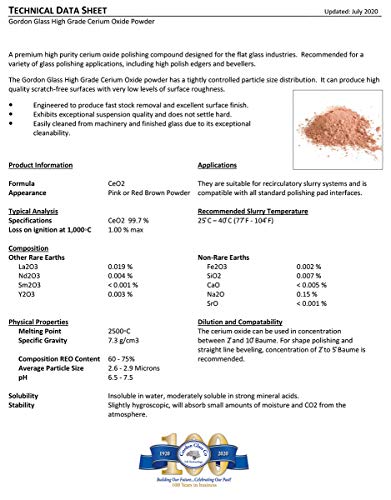 Gordon Glass™ Cerium Oxide High Grade Polishing Powder - 8 Oz and 3" Felt Polishing Wheel Kit