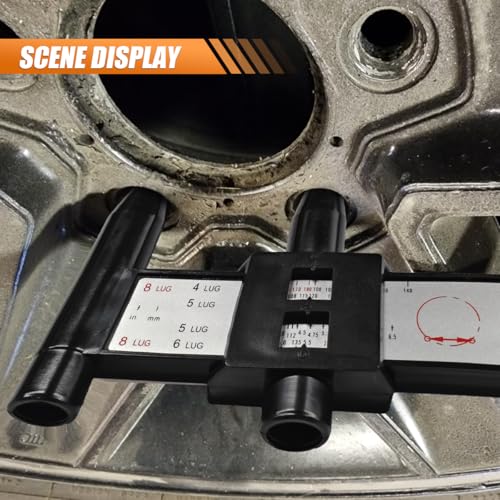 Wheel PCD Gauge, 4 5 6 8 Holes Wheel Rim Bolt Pattern Quick Measuring Tool, Lug Bolt Pattern Gauge Sliding Caliper, PCD Ruler Lugs Tool