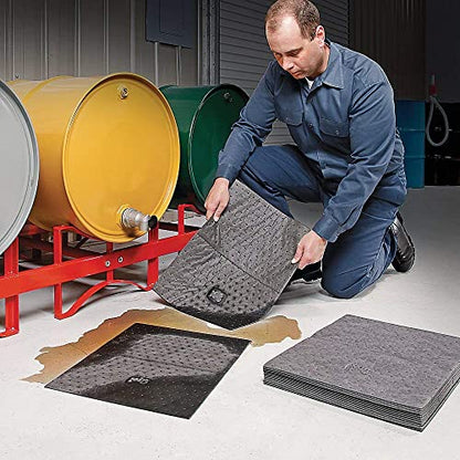 PIG Premium Absorbent Mat Pads | 100 Oil Absorbent Pads | The Original PIG Mat | 15" x 20" Oil Pads | Each Pad Absorbs 28 oz | Total Absorbency is 22 Gallons | 100-Count | MAT203 - size: 100 Count