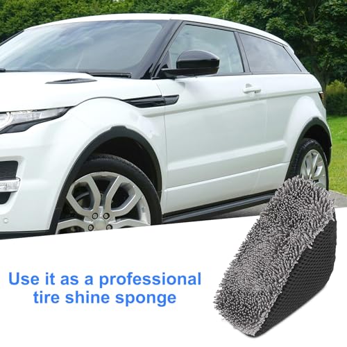 NQEUEPN 2pcs Tire Shine Applicator, Reusable Microfiber Tire Brightener Pad Triangle Tire Dressing Applicator Pad Tire Shine Applicator Sponges Tire Applicator Pads for Car Cleaning