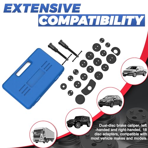 Heavy Duty Disc Brake Piston Caliper Compressor Wind Back Tool Universal Sets for Brake Pad Replacement with Hanger Hooks-28 Pieces - color: Blue Black