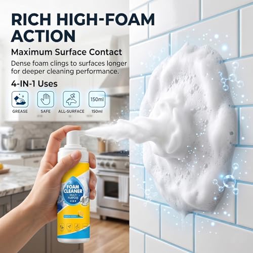 Foam Cleaner, 4-in-1 Multi-Enzyme Foam Cleaners, New Foam No-Rinse Cleaner,Multifunctional Foam-Cleaner Deep Cleaning Spray for Car Interior Leather Car Seat Cleaner, Kitchen Grease, Sofa Upholstery - color: Foam Cleaner