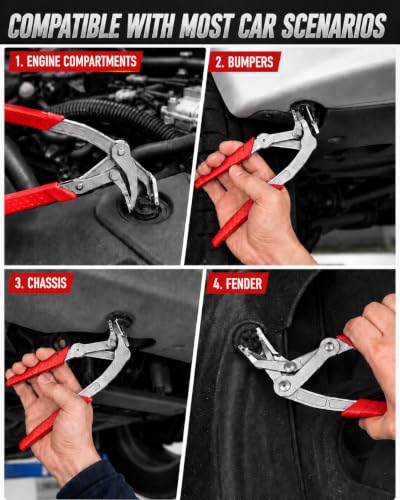 13 Pcs Auto Trim Removal Tool Kit with Clip Removal Tool, Car Clip Pliers, Hook Tools, Universal Cable Tie Buckle for Car Interior Panel, Plastic Clips, Dashboard, Door Clips