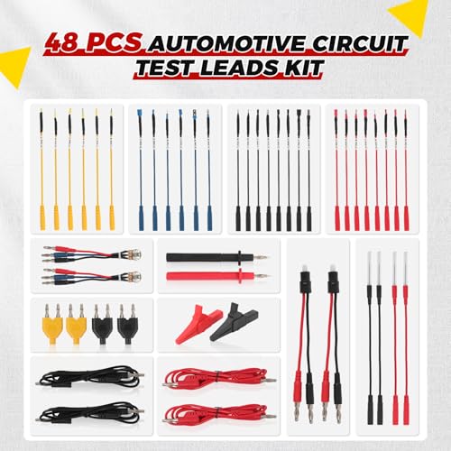 48PCS Automotive Multimeter Breakout Test Leads & Probe Kit | Complete test lead set; wire connectors & adapter cables included; equipped with portable storage carrying case