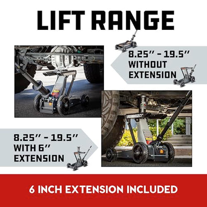 Powerbuilt Big Wheel Triple Lift Garage Jack, 3000 Pound Off Road Lift, Truck, Car, Motorcycle 1.5 Ton Capacity, 620613ECE - color: Black, size: 1.5 Ton, Big Wheel