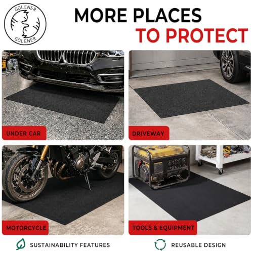 Golener Oil Spill Mat - 64"x32" Garage Floor Mat for Under Car, 1/4" Thick, Rubber Floor Mat, Absorbent Oil Mat, Protect Floor from Spills & Stains, Waterproof, Reusable, Washable, Durable, Heavy Duty - size: 64" x 32"