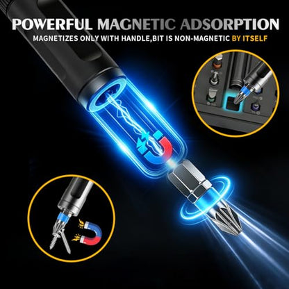 66 in 1 Magnetic Screwdriver Set, Multi-Bit Ratchet Screwdriver Kit with S2 Steel Precision Bits, T-Handle Repair Tool Set for Computer,Bicycle, Electronics, Furniture, DIY, Ideal Gift for Me Husband - size: 66 In 1