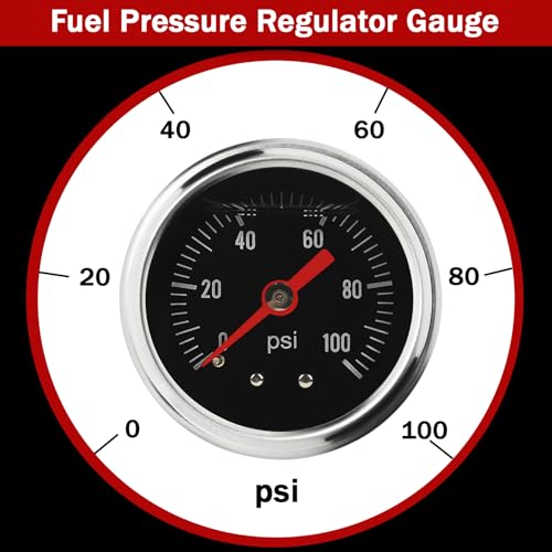 Universal Adjustable Fuel Pressure Regulator Gauge Liquid 0-100psi Oil Press Gauge 1/8" NPT Black