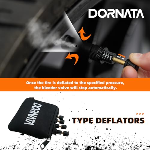 Adjustable Tire Deflator Auto-Stop (10-40 PSI) Offroad Accessories Valve Stem kit 4x4 Tyre Air Down Tool for Truck, Pickup, Motorcycle,Jeep etc.(Black)