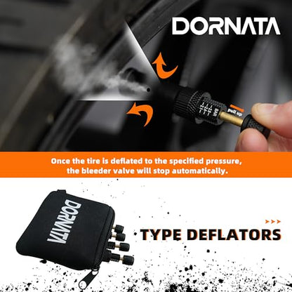 Adjustable Tire Deflator Auto-Stop (10-40 PSI) Offroad Accessories Valve Stem kit 4x4 Tyre Air Down Tool for Truck, Pickup, Motorcycle,Jeep etc.(Black)