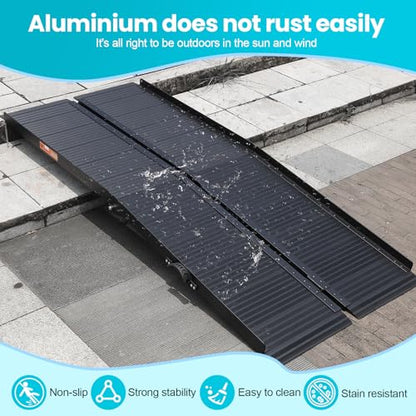 Wheelchair Ramp 6ft, Portable Non-Skid Aluminum Ramps for Wheelchairs for Home Steps, 800 LBS Capacity Handicap Ramp for Doorway, Homes, Threshold, Entry, Stairs 72" Lx 29.2" Wx2H - size: 6FT(Applicable height6"-18")