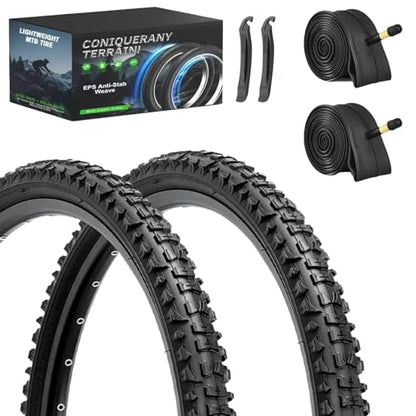 2-Pack Mountain Bike Tires Replacement 20/24/26-inch Bike Tire with Anti-Stab Weave, Folding Mountain Bicycle Tires and Tubes - color: 20x1.95