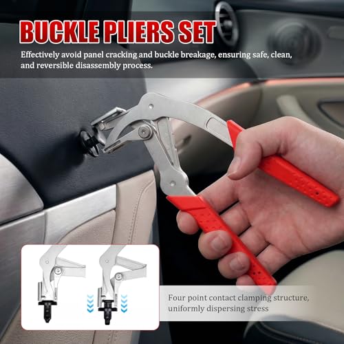 Professional Car Clip Pliers, Non-Destructive Auto Fastener Rivet Remover with 20Pcs 8mm Rivets, Stainless Steel Panel Clip Removal Pliers for Door Panels, Trim Clips, Rivets, and Interior Panels