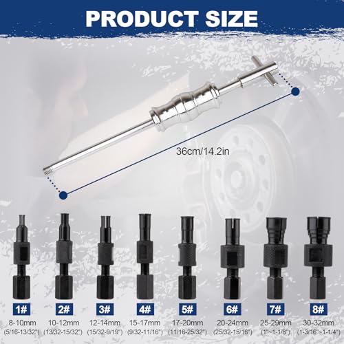 jiouxip 18PCS Blind Hole Collet Bearing Puller Set, Bearing Puller Set and Slide Hammer with Expandable Collets 8-32MM Insert Bearing Remover Set Tool for Automobiles, Motorcycles, Machinery