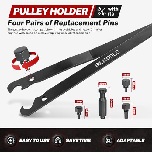 BILITOOLS Fan Clutch Removal Tool Kit 22 36 40 47 51MM Wrench Set | Pulley holder with pin kit, Fan clutch wrench set, Cooling fan clutch removal install tool, Compatible with Ford Dodge GM