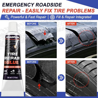 Tire Plugs Rubber Nails 3 Sizes & Repair Glue 100ML for Flat Tire Repair | Emergency Tire Repair Kit for Cars, Motorcycles, Trucks, Tractors & Bicycles, Puncture Fast Repair, No Tire Removal Required