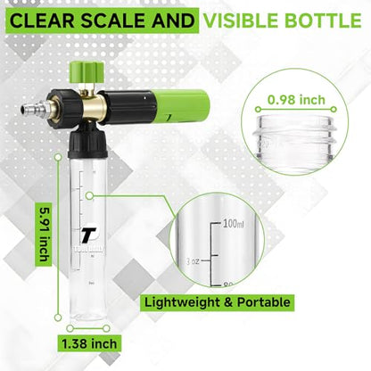 Tool Daily Pressure Washer Short Gun with Mini Foam Cannon for Car Wash | 5 Power Washer Nozzle Tips, 1/4 Inch Quick Connector, 3600 PSI - size: 100 ml