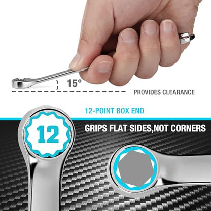 DURATECH 10mm Combination Wrench, Metric | CR-V Constructed, Mirror Polish, 12-Point, 15-Degree Offset - size: 10 mm