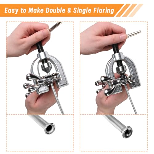 MuHize 25FT 3/16 Inch Brake Line Flaring Tool Kit | Zinc Coated Alloy Brake Line with 16 Fittings & 4 Unions, Includes Double & Single Flaring Tool and Tube Cutter - size: Sliver Brake Line Tool Kit