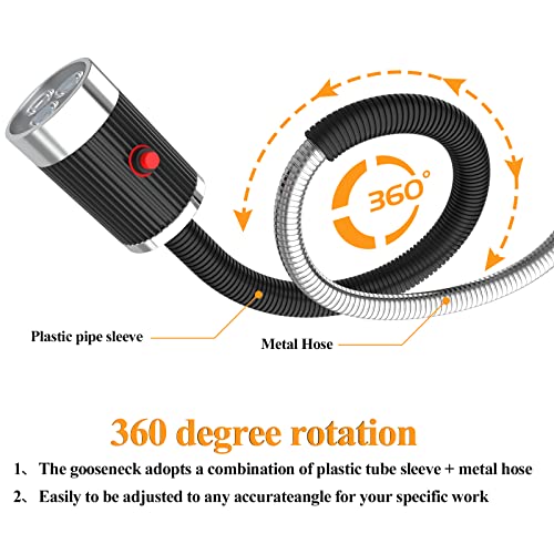 12T Magnetic Work Light, Led Machine Light, 23inFlexible Gooseneck lamp with Strong Magnetic Basefor Lathe Milling Drill Press Industrial Lighting 120V - color: 12T StrongMagnetic Base,9W, 23.6"