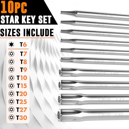 Mutt Tools Tamper Proof Star Wrench Set – Folding Security Torx Set with Hole in Middle – For Regular and Security Torx Key Screws, Tamper Resistant Star Key Wrench
