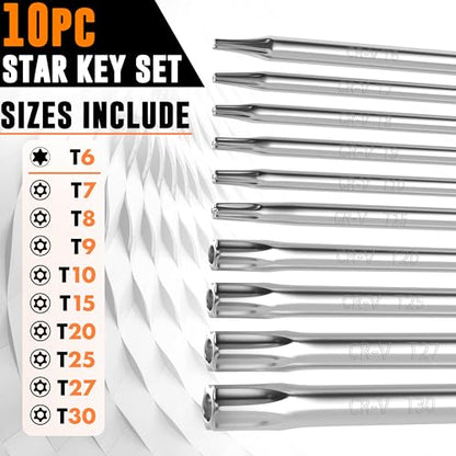 Mutt Tools Tamper Proof Star Wrench Set – Folding Security Torx Set with Hole in Middle – For Regular and Security Torx Key Screws, Tamper Resistant Star Key Wrench