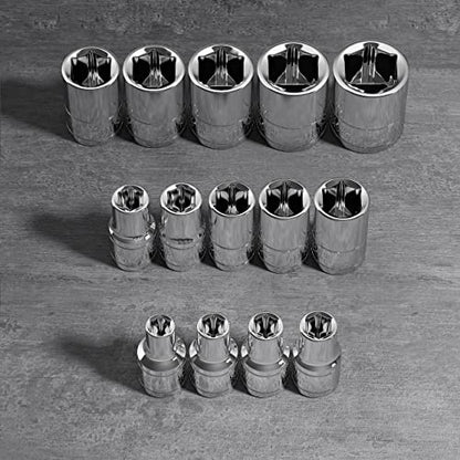 Olsa Tools Metric Shallow Socket Set - 1/4-Inch Drive, 14pc - 6-Point Chrome Sockets from 4mm–15mm and No Skipped Sizes - Mechanic Shallow Metric Socket Set - Professional Grade Sockets - Part: 1328 - color: Metric Shallow, size: 14pc, 1/4-Inch Drive