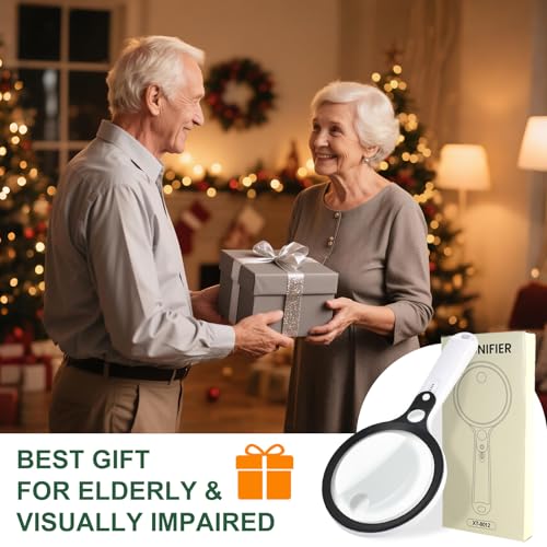 Magnifying Glass with 48 LED Light, 10X 20X 45X Handheld Illuminated Lighted Magnifier with 5 Light Modes Rechargeable Magnifying Glass for Seniors Reading Inspection (Black & White) - color: White Handle