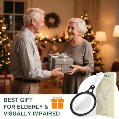 Magnifying Glass with 48 LED Light, 10X 20X 45X Handheld Illuminated Lighted Magnifier with 5 Light Modes Rechargeable Magnifying Glass for Seniors Reading Inspection (Black & White) - color: White Handle