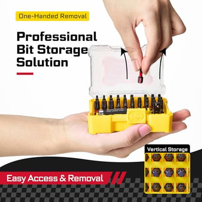 Geinxurn 64Pieces Impact Screwdriver Bits Set, S2 Steel Magnetic Phillips/Security Torx/Torx Muliti Insert Bits Tips Set with Impact Bit Holder and 1/4”Socket Adapter(Storage Box Case) - style: FQ064025-B
