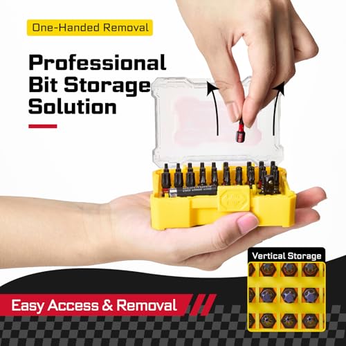Geinxurn 64Pieces Impact Screwdriver Bits Set, S2 Steel Magnetic Phillips/Security Torx/Torx Muliti Insert Bits Tips Set with Impact Bit Holder and 1/4”Socket Adapter(Storage Box Case) - style: FQ064025-B