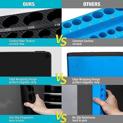 DURATECH Magnetic Socket Organizer, 1/2" SAE Socket Tray Holds 16 Pieces Standard & Deep Size Sockets, Magnetic Sockets Holder(Socket Not Included) - size: 1/2" DR, SAE