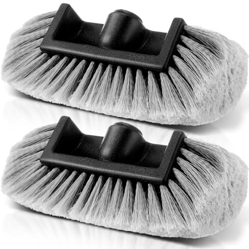 Tanlade 2 Pcs Car Wash Brush Head with Soft Detailing Bristle Flow Through Car Cleaning Brush Exterior Wash Equipment for Auto Truck RV Boat Camper(10 Inch,Gray) - color: Gray, size: 10 Inch