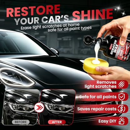 Car Scratch Remover for Cars – Buffer Free Paint Scratch Repair, Clear Coat Safe – Use with Microfiber Cloth or Applicator Sponge – Removes Minor Scratches & Swirl Marks-3.4oz