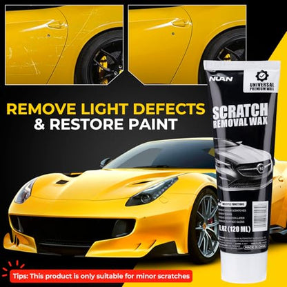 NUAN Car Scratch Remover Wax, Universal Premium Polishing Compound for Deep Scratches, 4 fl oz (120 ML), with Sponge and Cloth,White,NUAN scratch removal wax