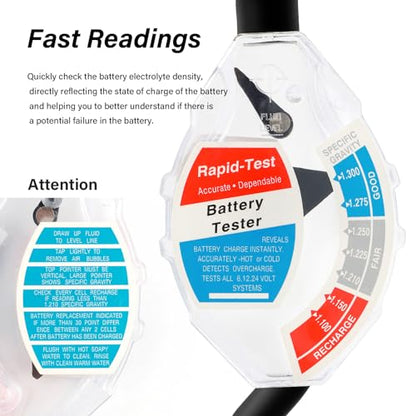 Car Battery Hydrometer & Acid Tester,Universal Battery Acid Testers for Monitor Batterys Health Rapidly,Deep Cycle Hydrometer Batterys Tester for 6V 12V 24V Vehicle