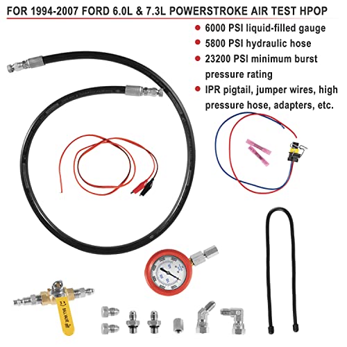Hpop Test Tool High Pressure & Air Leak Test Gauge Tool Kit Fit for 1994-2007 Ford F250 F350 6.0L & 7.3L Powerstroke