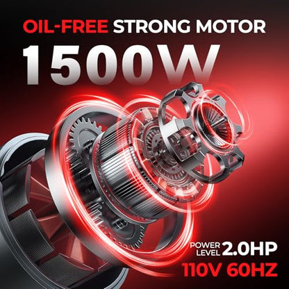 10 Gallon Ultra Quiet Air Compressor with Two Quick Couplers, 2HP MAX 115PSI Oil-Free Air Compressor Steel Tanks, 70dB Air Compressor with Wheels for Spray Painting, Auto Repair, Woodwork Nailing - size: 10G