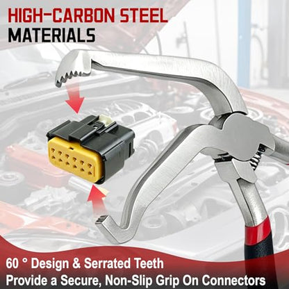 10 PCS Electrical Disconnect Pliers, Electrical Connector Removal Tool for Cars, Trucks & SUVs with Storage Box & Gloves