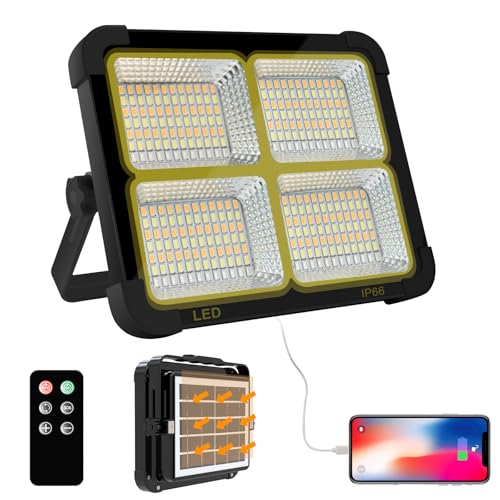Portable LED Work Solar Light 100W 16500mAh 10000 LM with Stepless Brightness Job Site Battery Rechargeable LED Floor Light for Emergency Worklight for Hurricane (Black(Remote)) - color: Black(Remote)