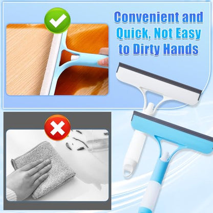 3 in 1 Window Cleaning Scraper,New 3 in 1 Window Cleaner,Squeegee and Scrubber with Spray, for Windows, Walls,Car Windshields, Bathrooms, Kitchens, All-Purpose Window Cleaner Tool (White/Blue) - color: White+blue