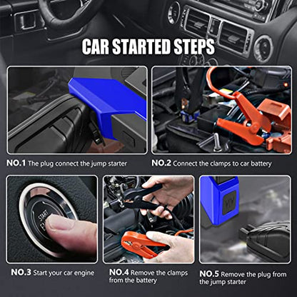 DNA MOTORING 12V 1500A 15000 mAh Portable Car Battery Jump Starter, Battery Pack Chargers, Jump Box， for Up to 7.0L Gas & 5.5L Diesel Engine TOOLS-00216 Blue - color: Blue, style: 1500A Peak
