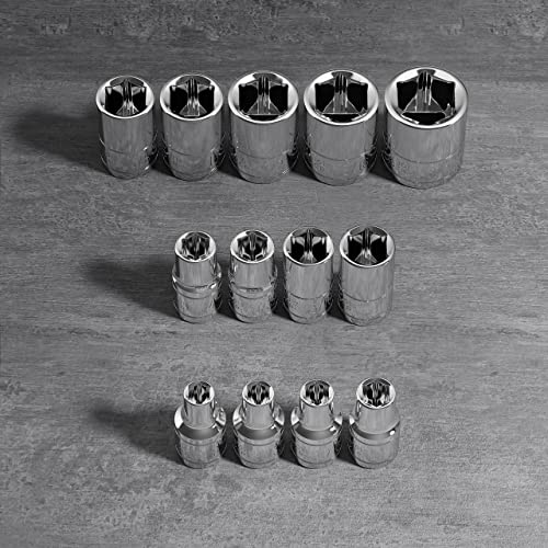 Olsa Tools SAE Shallow Socket Set - 1/4-Inch Drive, 13pc - 6-Point Chrome Sockets 1/8" to 5/8" and No Skipped Sizes - Mechanic Shallow SAE Socket Set - Professional Grade Short Sockets - Part: 1330 - color: Sae Shallow, size: 13pc, 1/4-Inch Drive